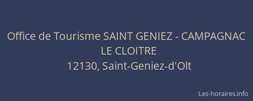 Office de Tourisme SAINT GENIEZ - CAMPAGNAC