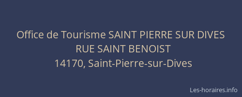 Office de Tourisme SAINT PIERRE SUR DIVES