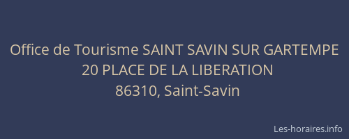 Office de Tourisme SAINT SAVIN SUR GARTEMPE