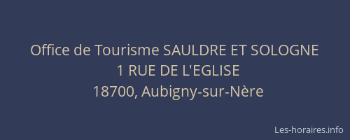 Office de Tourisme SAULDRE ET SOLOGNE