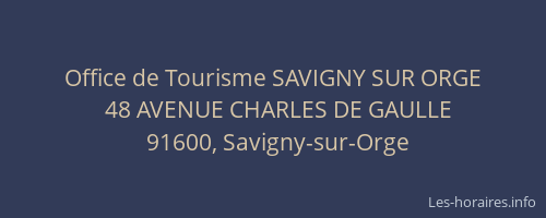 Office de Tourisme SAVIGNY SUR ORGE