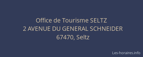 Office de Tourisme SELTZ