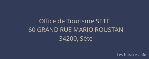 Office de Tourisme SETE