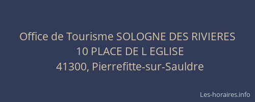Office de Tourisme SOLOGNE DES RIVIERES
