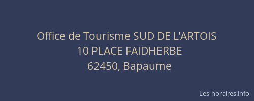 Office de Tourisme SUD DE L'ARTOIS