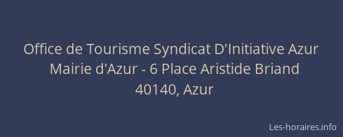 Office de Tourisme Syndicat D'Initiative Azur