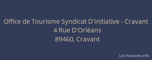 Office de Tourisme Syndicat D'Initiative - Cravant