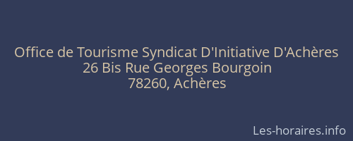 Office de Tourisme Syndicat D'Initiative D'Achères