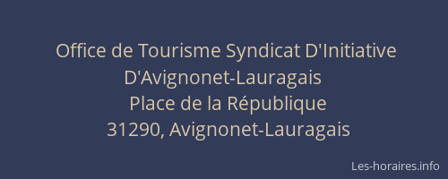 Office de Tourisme Syndicat D'Initiative D'Avignonet-Lauragais