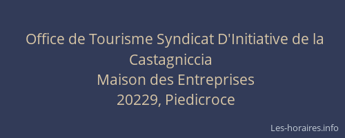 Office de Tourisme Syndicat D'Initiative de la Castagniccia