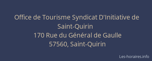 Office de Tourisme Syndicat D'Initiative de Saint-Quirin