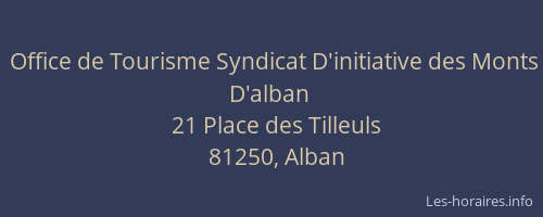Office de Tourisme Syndicat D'initiative des Monts D'alban