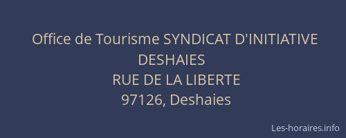Office de Tourisme SYNDICAT D'INITIATIVE DESHAIES