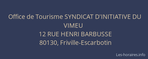 Office de Tourisme SYNDICAT D'INITIATIVE DU VIMEU