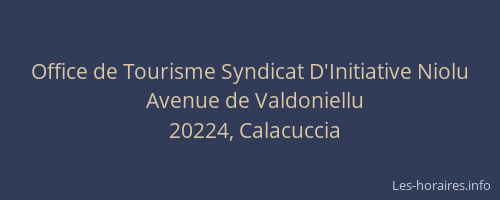 Office de Tourisme Syndicat D'Initiative Niolu