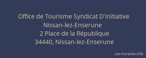 Office de Tourisme Syndicat D'Initiative Nissan-lez-Enserune