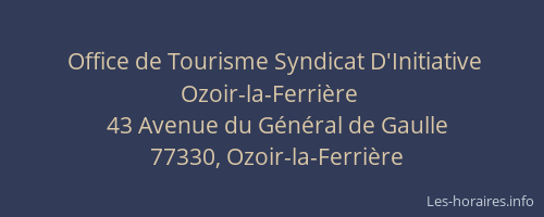 Office de Tourisme Syndicat D'Initiative Ozoir-la-Ferrière