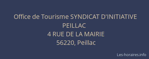 Office de Tourisme SYNDICAT D'INITIATIVE PEILLAC