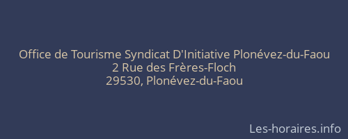 Office de Tourisme Syndicat D'Initiative Plonévez-du-Faou