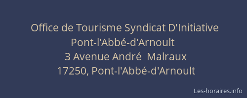 Office de Tourisme Syndicat D'Initiative Pont-l'Abbé-d'Arnoult