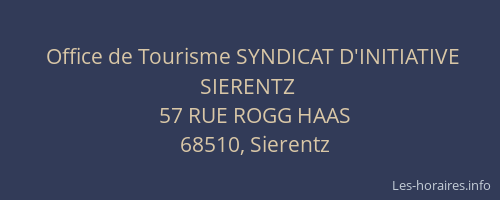 Office de Tourisme SYNDICAT D'INITIATIVE SIERENTZ