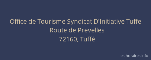Office de Tourisme Syndicat D'Initiative Tuffe