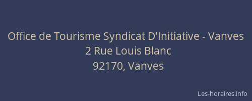 Office de Tourisme Syndicat D'Initiative - Vanves