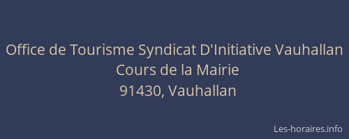 Office de Tourisme Syndicat D'Initiative Vauhallan