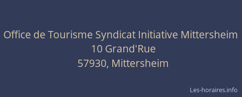 Office de Tourisme Syndicat Initiative Mittersheim