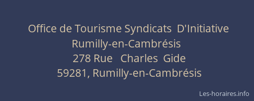 Office de Tourisme Syndicats  D'Initiative Rumilly-en-Cambrésis