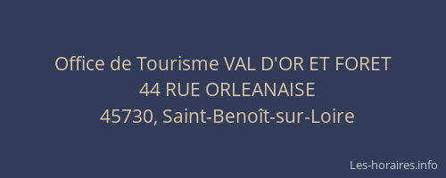 Office de Tourisme VAL D'OR ET FORET