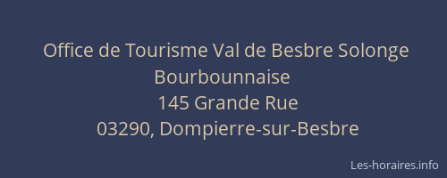 Office de Tourisme Val de Besbre Solonge Bourbounnaise