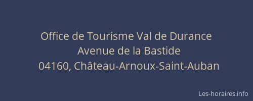 Office de Tourisme Val de Durance