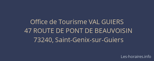 Office de Tourisme VAL GUIERS