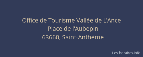 Office de Tourisme Vallée de L'Ance