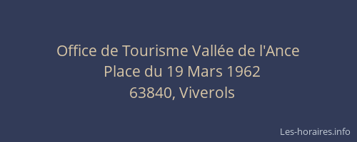 Office de Tourisme Vall&eacute;e de l'Ance