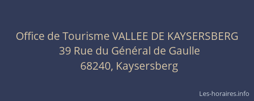 Office de Tourisme VALLEE DE KAYSERSBERG