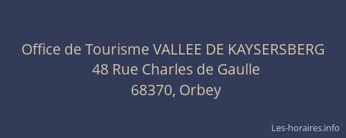 Office de Tourisme VALLEE DE KAYSERSBERG