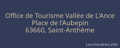 Office de Tourisme Vallée de L'Ance
