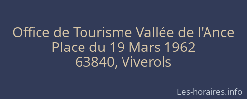 Office de Tourisme Vallée de l'Ance