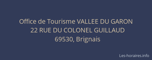 Office de Tourisme VALLEE DU GARON