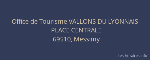 Office de Tourisme VALLONS DU LYONNAIS