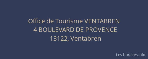 Office de Tourisme VENTABREN