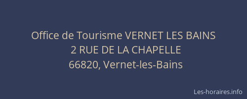 Office de Tourisme VERNET LES BAINS