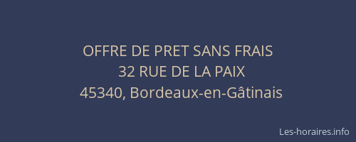 OFFRE DE PRET SANS FRAIS