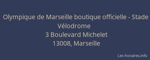 Olympique de Marseille boutique officielle - Stade Vélodrome
