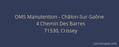 OMS Manutention - Ch&acirc;lon-Sur-Sa&ocirc;ne