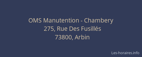 OMS Manutention - Chambery
