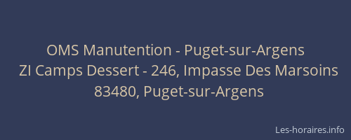 OMS Manutention - Puget-sur-Argens