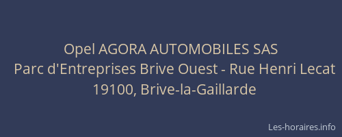 Opel AGORA AUTOMOBILES SAS